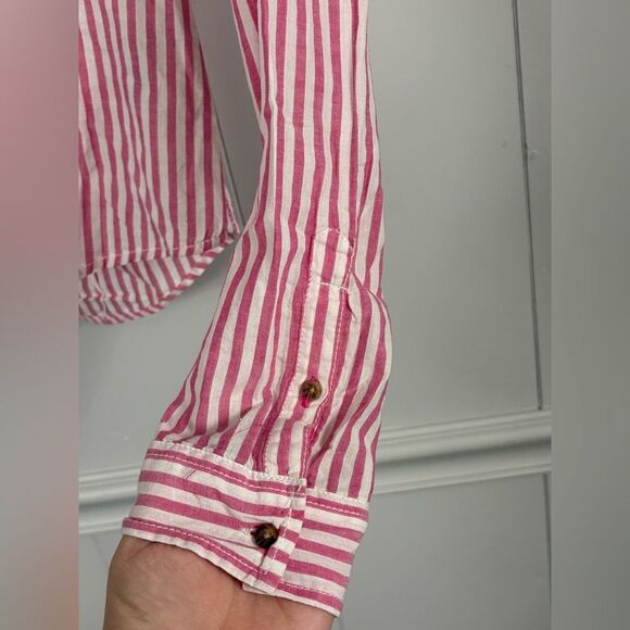 NWT Abercrombie Kids Pink White Y2K Striped Button Down Top Size XL Preppy Cute - Picture 3 of 7